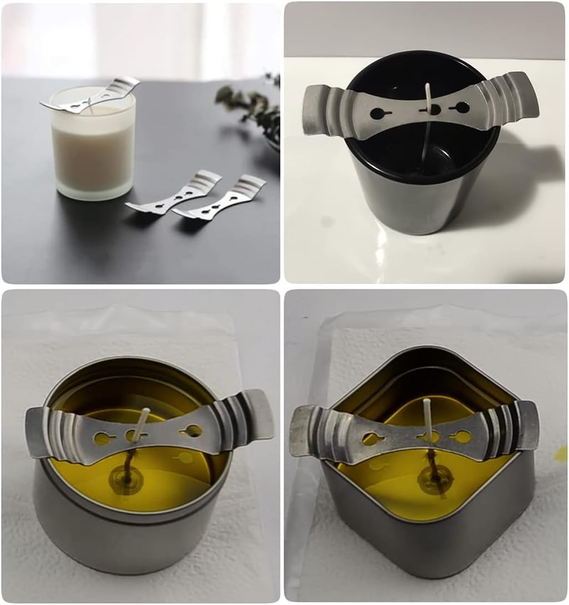 Set 12 suporturi fitil din inox - Pentru făcut lumânări acasă