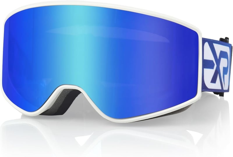 EXP VISION Gyerek Síszemüveg - Kék, Páramentes, 100% UV Védelemmel, Szemüveg Kompatibilis, Sisakkal Használható Snowboard Szemüveg 2-14 Éves