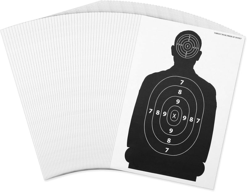 LÖ Lőlap készlet - 50 db fekete-fehér sziluett, 43x63 cm, légfegyverekhez és airsoft fegyverekhez