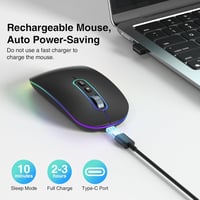 Cimetech ergonomikus vezeték nélküli egér - Bluetooth, USB, újratölthető, csendes, 1600 DPI 3