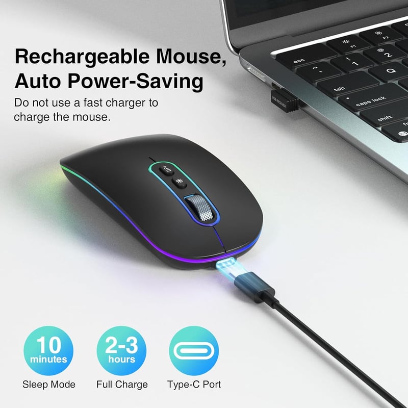Cimetech ergonomikus vezeték nélküli egér - Bluetooth, USB, újratölthető, csendes, 1600 DPI