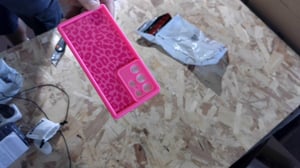 ZhuoFan maskica za Samsung Galaxy S22 Ultra 5G, silikonska TPU s leopard uzorkom - ružičasto-crvena
