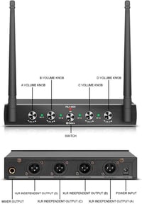 D Debra UHF 4 Csatornás Vezeték Nélküli Mikrofon Rendszer 2 Kézi és 2 Testmikrofonnal Karaoke Templom Buli Rendezvény 3