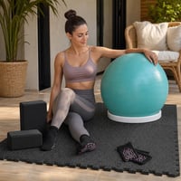 Pilates set pre zdravý chrbát: krúžok + 12x puzzle podložka + 55cm lopta + 2x joga blok + 2 páry ponožiek 1