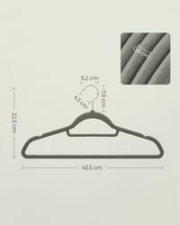 SONGMICS Bársony Vállfa Szett 20 db - Csúszásmentes, Vékony, Helytakarékos Akasztók Nyakkendőtartóval, 360°-ban Forgatható Kampóval, Ruhákho 5