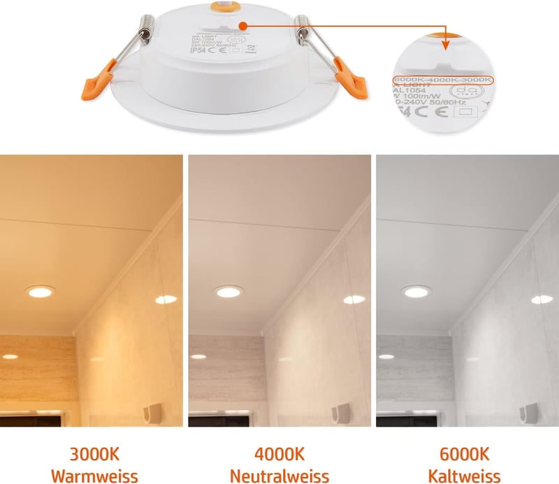 Lapos LED süllyesztett spotlámpa 5W, IP54, 3000/4000/6000K, fürdőszobába, nappaliba