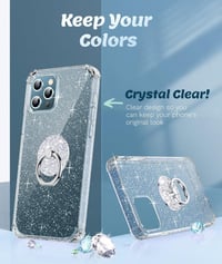 iPhone 12 Pro Max Átlátszó Glitteres Gyűrűs Védőtok Csillogó Ütésálló 3