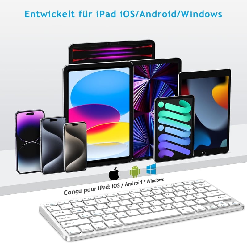 KARFUN ultravékony, újratölthető Bluetooth billentyűzet iPad, iPhone és más eszközökhöz