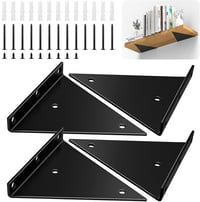 Housolution Fekete Polctartó Konzol - 4db Háromszög Alakú Rejtett Fali Tartó, 45kg Teherbírás, 15cm-es Erős Fém Polckonzol Csavarokkal 1
