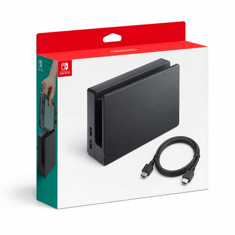 Set Nintendo Switch Dock cu stație de încărcare, alimentator și cablu HDMI pentru consolă Nintendo Switch — fără cablu de alimentare (stare: vezi a doua imagine)