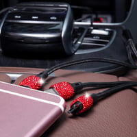 Rózsaszín Autós Bling Szett: USB Adapter, Kábel, Telefontartó és Dekoráció (5 db) 7