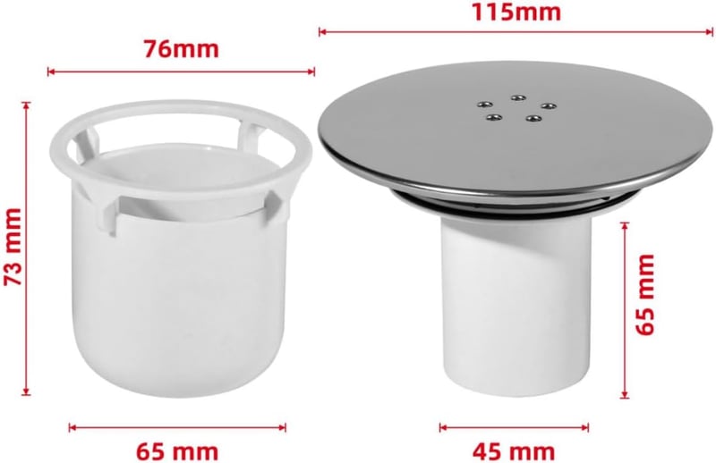 KOOBON 115mm Polírozott Zuhanylefolyó Fedél Viega Tempople Rendszerhez - Króm Kivitel, Szagzáró Funkcióval és Hajfogóval, PVC Anyagból