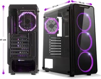 EMPIRE GAMING Warmachine ATX Mid-Tower Gamer Ház - 4 RGB LED Ventilátor, 11 Világítási Mód, Edzett Üveg, Vízhűtés Kompatibilis, Fekete 6