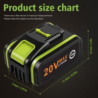 LabTEC 20V 5000mAh Akkumulátor Csomag (2db) - Worx WA3553 WA3760 WA3765 Kompatibilis Lítium-ion Pótakkumulátor Elektromos Szerszámokhoz 5