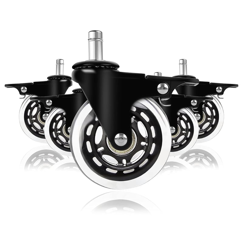 YAOBLUESEA Irodai Szék Görgők 5db - 11x22mm Univerzális Csendes Padlóvédő Kerekek 75mm - Parketta, Laminált Padló Kompatibilis Forgószék Alk