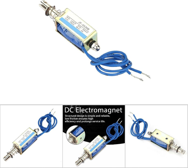Hapivida JF-0530B Elektromágneses Szolenoid 12V 300mA 5N Húzó-Toló Típusú Lineáris Mágnes Ipari Automatizáláshoz - Kék