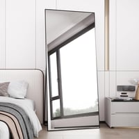 AUFHELLEN Álló Tükör 180x80 cm - Teljes Alakos Fali Tükör Fekete Fém Kerettel, HD Minőségű Üveg, Akasztókkal - Nappali, Hálószoba, Öltöző 1