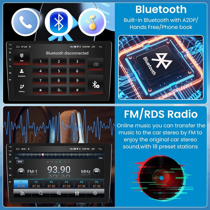 Rimoody 2DIN Android Autórádió VW Golf 7 2013-2018 Apple CarPlay GPS WiFi 10.1"