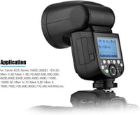 Godox V1C Professzionális Vaku Kerek Fejjel - Canon EOS Kompatibilis (1500D, 3000D, 5D Mark III) - 2.4G Vezeték Nélküli Vakurendszer Fekete 6