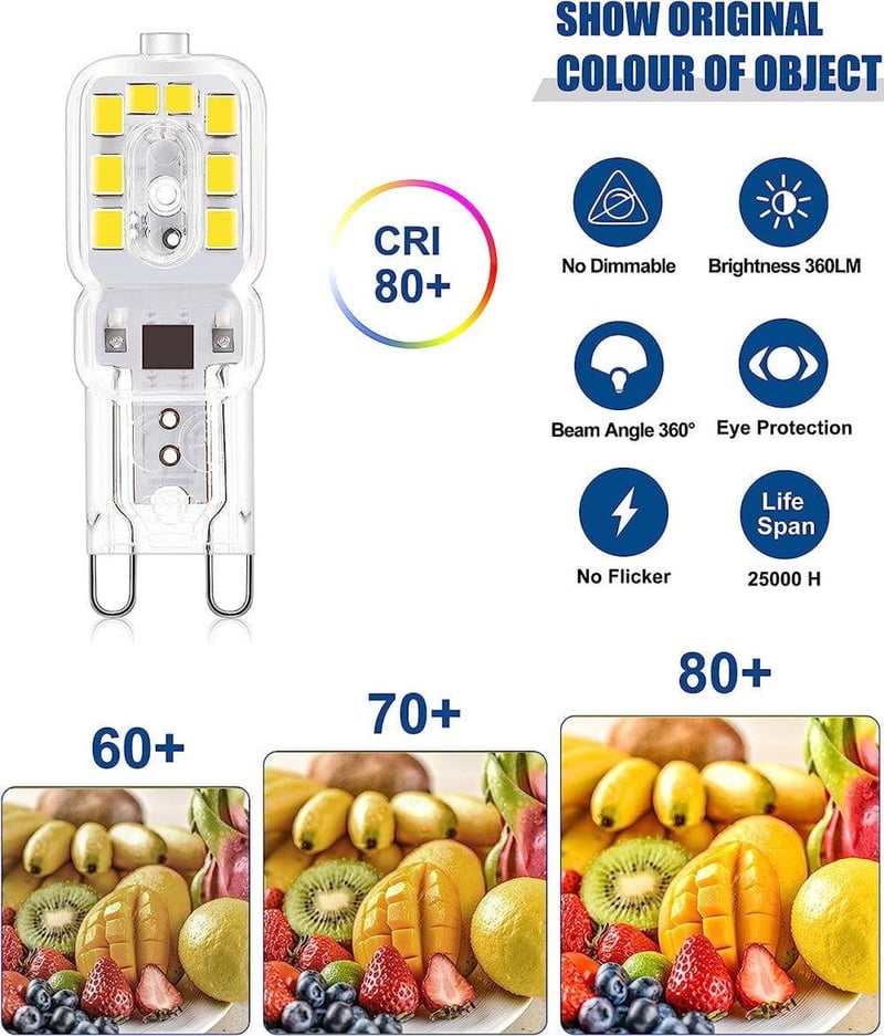 Jaenmsa G9 LED izzó 6 db-os csomag, 3W, hideg fehér fény