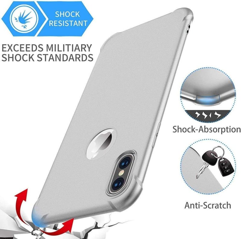 iPhone X/XS Szürke Szilikon Védőtok + 2db Edzett Üvegfólia Szett