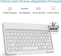 FARYODI iPad Air 13" (M2) 2024 Védőtok Levehető Bluetooth Billentyűzettel, Francia AZERTY Kiosztás, Beépített Apple Pencil Tartóval, Világos 6