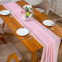 YUNSHANGHE Modern Muszlin Asztali Futó 70x300 cm - Mosható Asztalterítő Esküvői Dekorációhoz, Születésnapra, Rózsaszín Ünnepi Asztaldísz 7