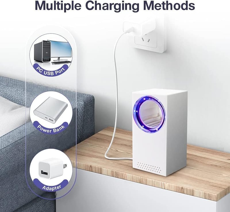 Aparatoo Elektromos Rovarcsapda - UV Fényes Szúnyogirtó, Hordozható USB Rovarölő Lámpa, Hangtalan Működés, Otthoni és Kültéri Használatra
