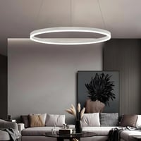 YYUTLUO Modern LED Csillár - 60 cm Fehér-Arany Kör Alakú Függőlámpa, 29W, Távirányítható, Fényerőszabályozható, Nappali Szobába, Akril-Alumí 9