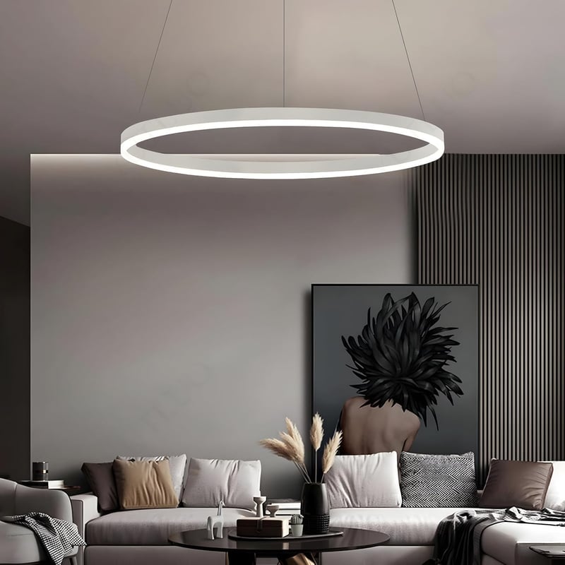 YYUTLUO Modern LED Csillár - 60 cm Fehér-Arany Kör Alakú Függőlámpa, 29W, Távirányítható, Fényerőszabályozható, Nappali Szobába, Akril-Alumí