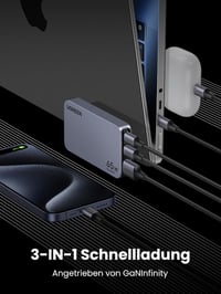 UGREEN Nexode Pro 65W USB-C GaN Töltő - 3 Portos Gyorstöltő MacBook, iPad, iPhone 16, Galaxy S24, Dell XPS Készülékekhez, EU/US/UK Csatlakoz 4