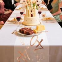 DDCKJ Calea de masă pentru a 40-a aniversare, 28 cm x 10 m, decupabilă, decorațiune de masă aur roz pentru bărbați și femei, pentru petreceri de naștere și aniversări 6
