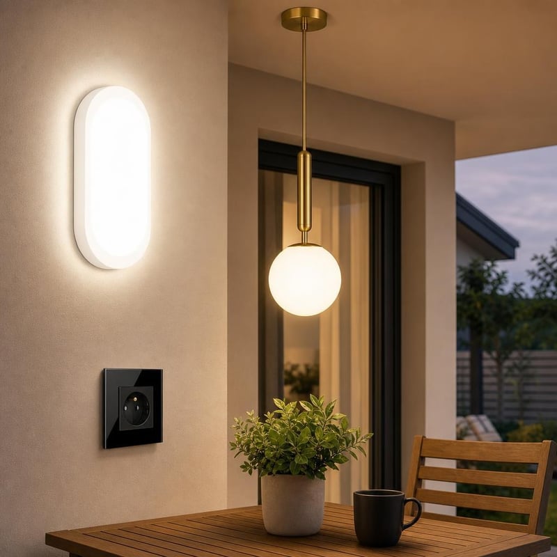 Felújító lámpakaland: 18 W IP65 LED mennyezeti lámpa + E27 függőlámpa + fali aljzat