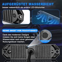 Dinfu 4x12 LED Kék Villogó Fény - 12V/24V Autó Stroboszkóp 21 Villogási Móddal - IP67 Vízálló Figyelmeztető Fénysáv Teherautókhoz, Traktorok 3