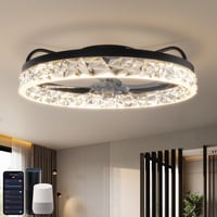 YUNLONG Okos WiFi Mennyezeti Ventilátor Lámpával - Alexa és Google Kompatibilis, Távirányítós, 5 Lapátos, Fekete, Fényerőszabályozható, Irán 1