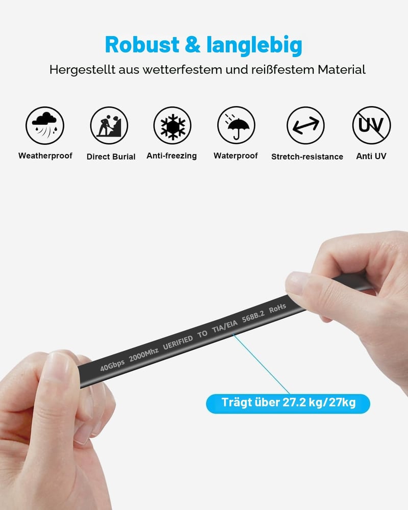 DDMALL Cat 8 hálózati kábel 2 csomag 0,5 m lapos patch kábel SSTP 40 Gbps 2000 MHz aranyozott RJ45 LAN internethez router PC gaminghez