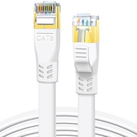 DDMALL Cat 8 lapos patch kábel 2 darab 1 m fehér SSTP 40 Gbps 2000 MHz aranyozott RJ45 LAN internet Gaming router PC-hez 1