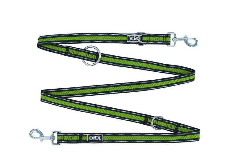 DDOXX Reflexné Vodítko pre Psov, Priedušná Sieťovina, 2m, 3-násobne Nastaviteľné, Odolné voči Pohryznutiu, Zelené, Veľkosť M, Pre Všetky Veľkosti Psov
