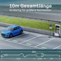dé 1-fázisú Type 2 Schuko töltőkábel, 3,68 kW, 10 m, 6-16 A, vezérelhető kijelzővel, EV autókhoz PHEV/EV GLA X3 ZOE ID.3 ID.4 5
