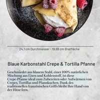 Panvica na palacinky De Buyer 5303.24 z modrej ocele, hrúbka 2 mm, priemer 24 cm 2