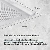 Perforovaný hliníkový plech na pečenie De Buyer s vrúbkovaným okrajom – 60 x 40 cm, strieborný 2