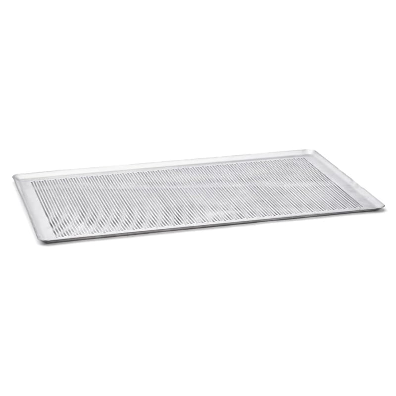 Perforovaný hliníkový plech na pečenie De Buyer s vrúbkovaným okrajom – 60 x 40 cm, strieborný