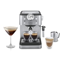 Pákový espresso kávovar De'Longhi Classic EM450.M, s profesionálnou dýzou na napeňovanie mlieka, celokovové telo, 15 barov, 1,7 l nádržka na vodu, nehrdzavejúca oceľ 1