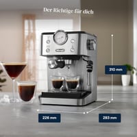 Pákový espresso kávovar De'Longhi Classic EM450.M, s profesionálnou dýzou na napeňovanie mlieka, celokovové telo, 15 barov, 1,7 l nádržka na vodu, nehrdzavejúca oceľ 7