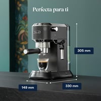 De'Longhi Dedica espresso aparat s pumpom, nehrđajući čelik, sustav protiv kapanja, za mljevenu kavu ili espresso jastučiće (ESE pods), za espresso i cappuccino, 1,3 l, crni, EC685 9