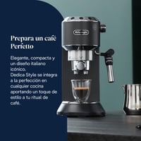 De'Longhi Dedica espresso aparat s pumpom, nehrđajući čelik, sustav protiv kapanja, za mljevenu kavu ili espresso jastučiće (ESE pods), za espresso i cappuccino, 1,3 l, crni, EC685 2