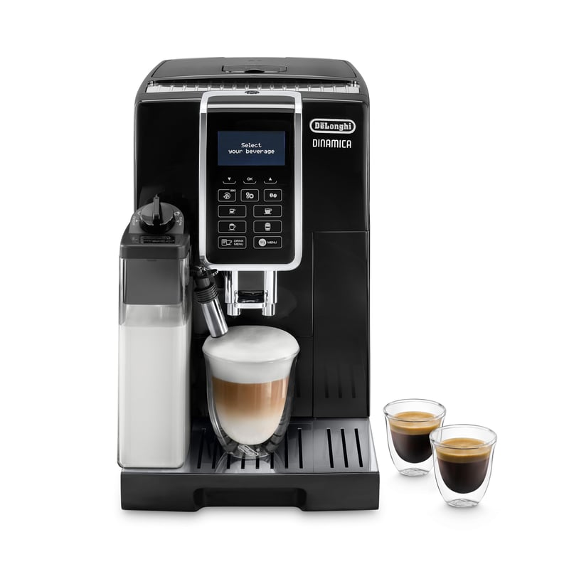 De'Longhi Dinamica ECAM 350.55.B Automatski aparat za kavu s pjenilicom za mlijeko, Cappuccino i Espresso, spremnik za vodu od 1,8 litara, grafički zaslon, 2 šalice