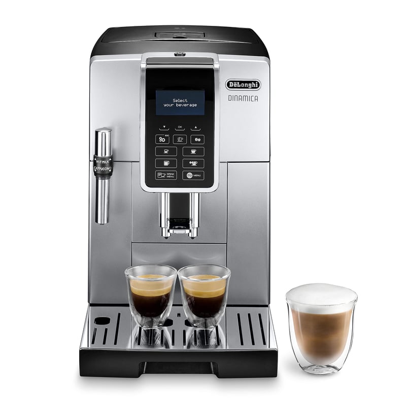 Espressor automat De'Longhi Dinamica ECAM350.35, pentru espresso și cappuccino, 2L, Argintiu-Negru