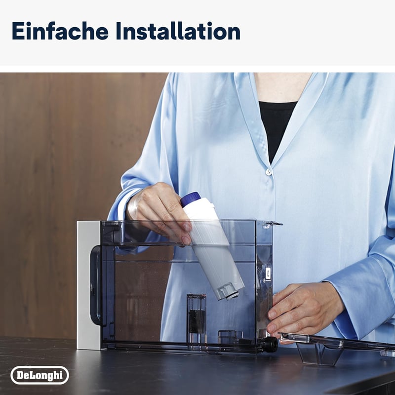 De'Longhi Original Water Filter DLSC002, Accessories for De'Longhi Fully Automatic Coffee Machines, Care and Protection, Optimises Coffee Quality and Protects Against Limescale, White, 0.5 L, 1 Pack