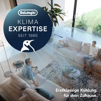 Mobilná klimatizácia De'Longhi Pinguino PAC EM82, 9400 BTU, 27 m², odvlhčovanie, ventilátor, 24-hodinový časovač, energetická trieda A, biela 10